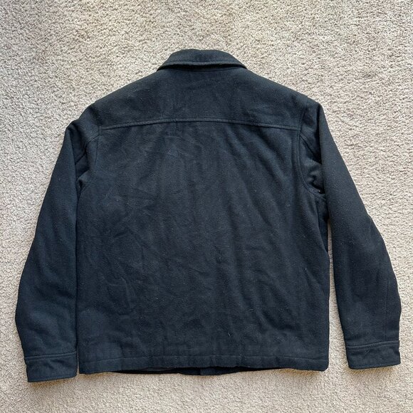 Old Navy Jacket Mens Large Wool Blend Full Zip Spread Collar Black Pockets - Picture 2 of 12
